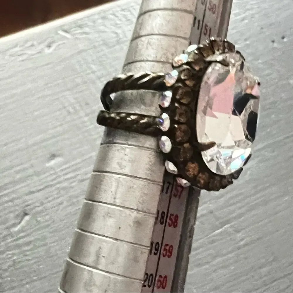 Sorrelli Crystal Brass Tone Ring Size 7 Adjustable
